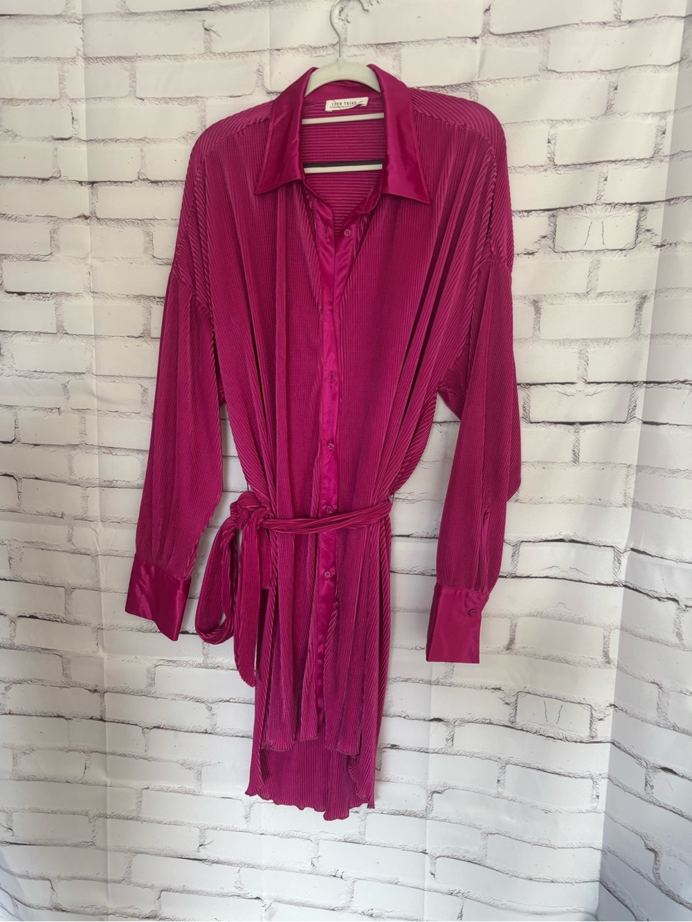 12th Tribe Fuchsia Button-Front Sleep Robe with Tie Belt